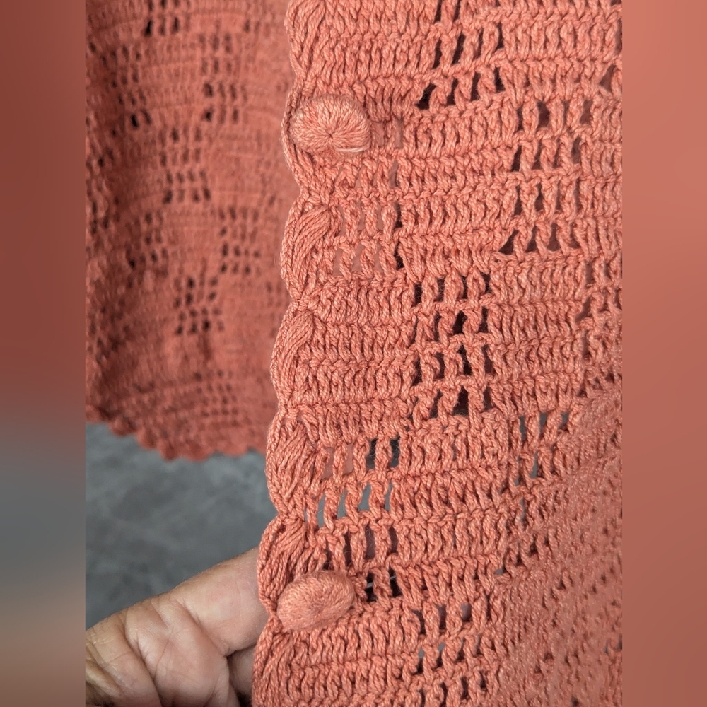 Fruit Phool Size Medium Crocheted Sweater Vest In Country Pink/Mauve Vintage - Picture 4 of 12